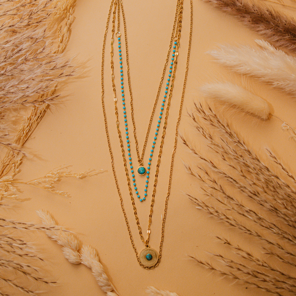 Collar multicapa sol piedras naturales
