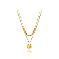 Collar doble bolitas corazón