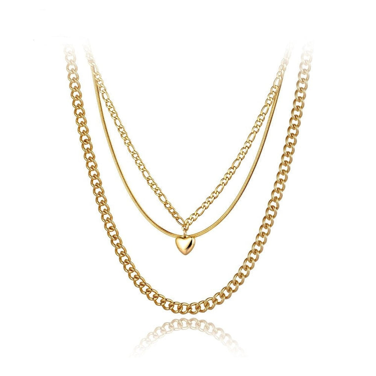 Collar triple cadena corazón