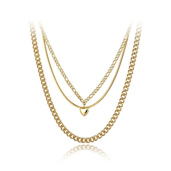 Collar triple cadena corazón