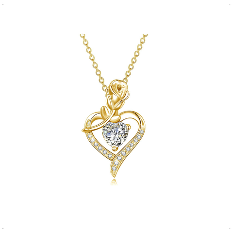 Collar Rosa Corazón 1 CT - CO0002C