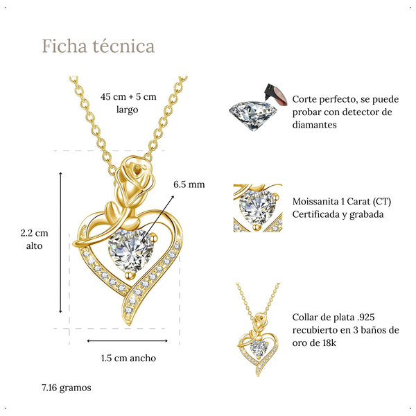 Collar Rosa Corazón 1 CT - CO0002C