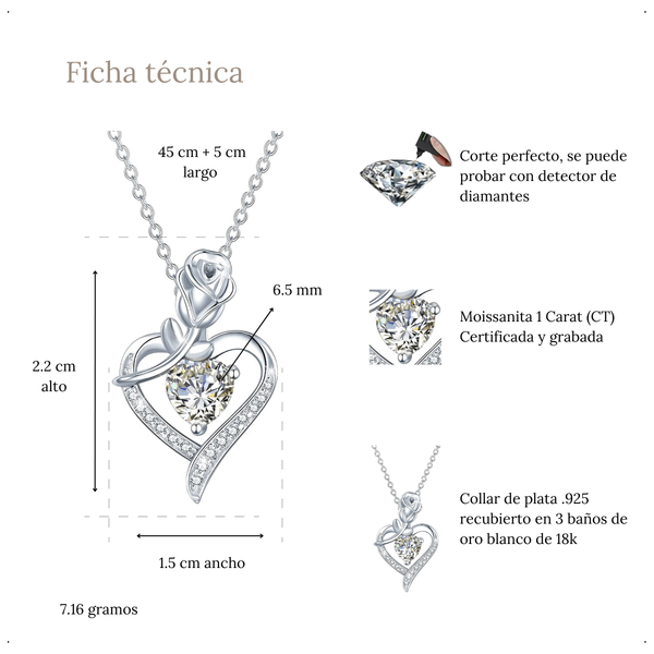 Collar Rosa Corazón 1 CT - CO0002C