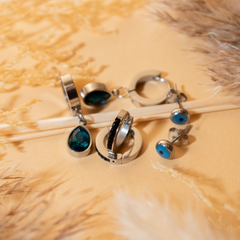 Set 3 pares aretes gota azul ojo turco