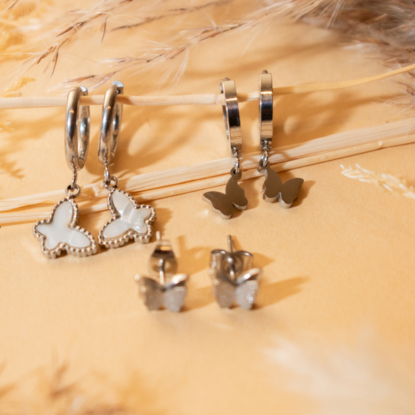 Set 3 aretes mariposas