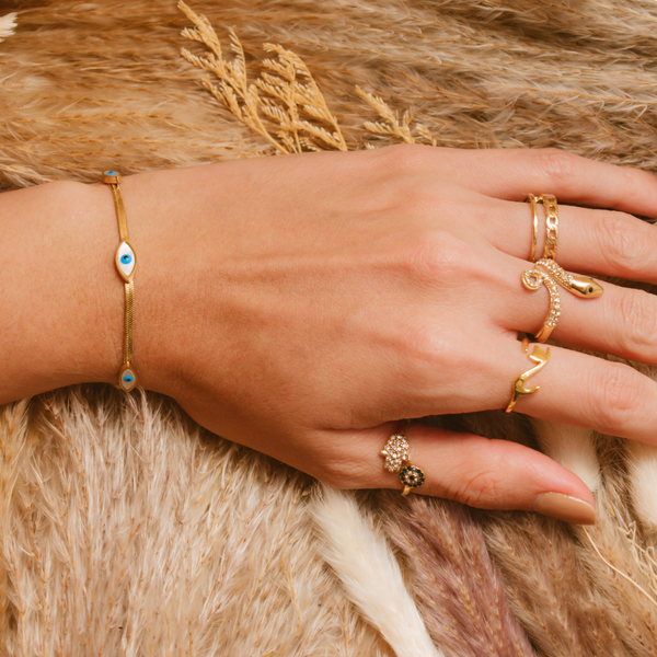Pulsera cadena ojos turcos