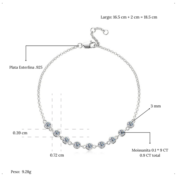 Pulsera Lunara Moissanita 0.9 CT - PO0002P
