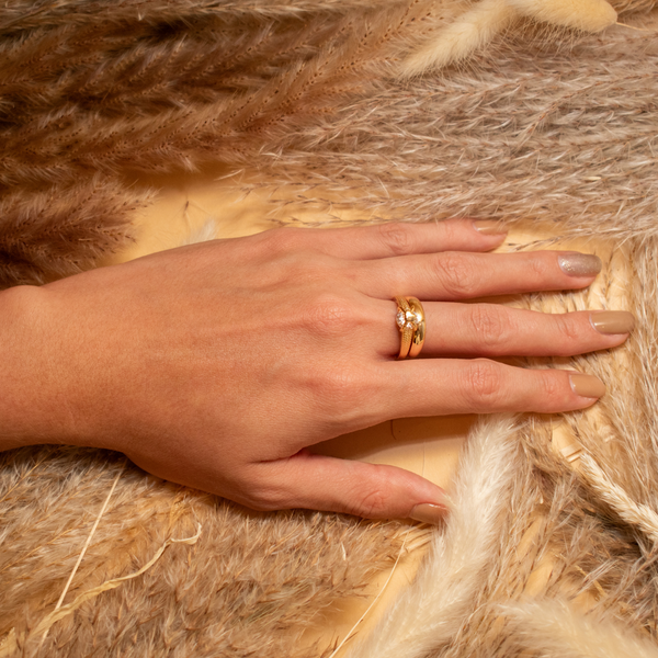 Anillo doble piedra corazón