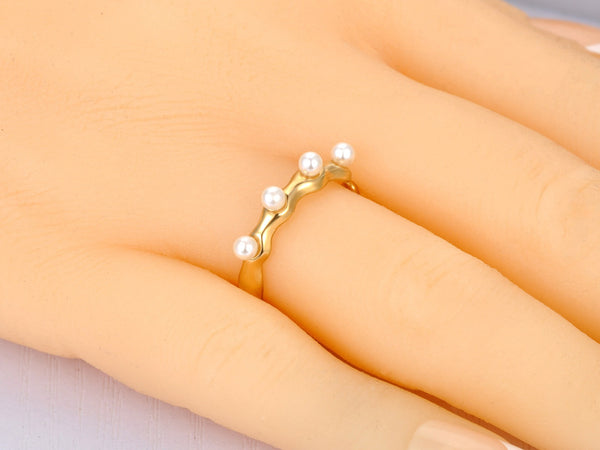 Anillo liso perlas
