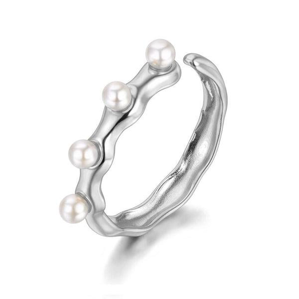 Anillo liso perlas