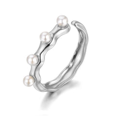 Anillo liso perlas