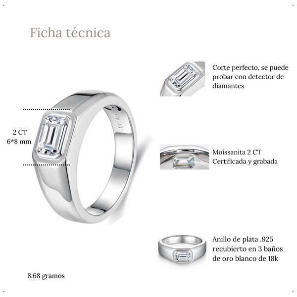 Anillo Emerald Cut 2 CT - AN0061A