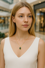 Collar corte cuadrado esmeralda 2 CT - C00003C