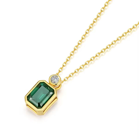 Collar corte cuadrado esmeralda 2 CT - C00003C