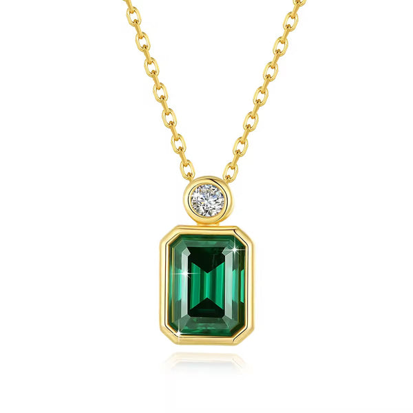 Collar corte cuadrado esmeralda 2 CT - C00003C