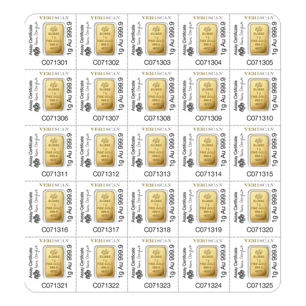 Lingotes de Oro 25 pz de 1g c/u